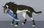  canine ear_piercing feral link_(wolf_form) mammal melee_weapon nintendo piercing silverwolf064 sword the_legend_of_zelda video_games weapon wolf 