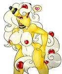  &lt;3 ampharos anthro big_breasts blush breast_lift breasts erect_nipples female hair hand_on_hip looking_at_viewer mammal navel nintendo nipples nude open_mouth pok&eacute;mon pussy shalonesk simple_background smile solo thick_thighs video_games white_background white_hair wide_hips 