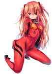  bangs blue_eyes blush bodysuit breasts duct_tape evangelion:_3.0_you_can_(not)_redo eyepatch full_body hair_ornament hand_on_ass kneeling legs_apart long_hair looking_at_viewer mokoke neon_genesis_evangelion number orange_hair parted_lips pilot_suit plugsuit rebuild_of_evangelion shikinami_asuka_langley simple_background small_breasts solo souryuu_asuka_langley turtleneck two_side_up white_background 