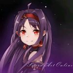  hairband highres long_hair pointy_ears purple_hair red_eyes solo sword_art_online yoru_kiri yuuki_(sao) 