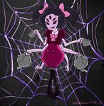  arachnid arthropod black_hair fangs female hair looking_at_viewer monster monster_girl muffet multi_limb multiple_eyes pigtails solo spider undertale 