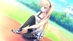  argyle argyle_legwear basket blonde_hair chibana_ryoka green_eyes imageboard_sample jpeg_artifacts kimi_no_tonari_de_koishiteru! long_hair motomiya_mitsuki pantyhose side_ponytail skirt smile solo 