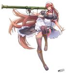  bazooka frills jjune long_hair maid solo thighhighs very_long_hair weapon 