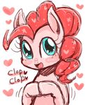  &lt;3 blue_eyes blush cute earth_pony english_text equine eyelashes female friendship_is_magic fur hair horse kiriya looking_at_viewer mammal my_little_pony open_mouth pink_fur pink_hair pinkie_pie_(mlp) pony simple_background solo text 