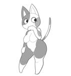  aintsmart animal_crossing breasts cat feline female invalid_tag mammal monochrome nintendo purrl_(animal_crossing) pussy simple_background smile solo video_games white_background wide_hips 