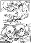  assassin's_creed_(series) braid chinese cirno comic greyscale hair_ribbon headbutt hidden_blade izayoi_sakuya maid_headdress monochrome multiple_girls ribbon shenaidi short_hair touhou translated twin_braids weapon 