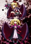  animal animal_hug bad_id bad_pixiv_id bat_wings blonde_hair boots cape cat creature dress ellis_rosenberg expressionless frilled_skirt frills grimorigin hat hug lilith_rosenberg long_hair mini_hat mini_top_hat multiple_girls multiple_tails original red_eyes skirt tail top_hat twintails two_tails wings wraith_the_etoile 