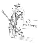  aged_down black_and_white blood clothing english_text female fish hair marine melee_weapon monochrome monster polearm solo spear text torn_clothing undertale undyne weapon wheezingshark wounded young 