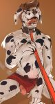  anthro balls bulge canid canine canis clothing collar dalmatian dog eyewear floppy_ears fur glasses leash male mammal panting penis poking_out saliva solo spots spotted_fur supplesee tongue tongue_out underwear 