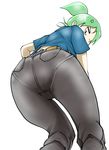  a-king anger_vein angry artist_request ass character_request denim from_behind from_below green_hair jeans long_hair looking_back looking_down nichijou pants pantylines ponytail solo source_request weboshii 