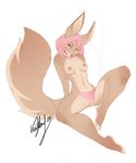  2015 anthro breasts canine clothing collar female hair mammal nipples pink_hair thong vexstacy 