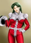  artist_request cima_garahau green_hair gundam gundam_0083 hand_on_hip helmet lipstick long_hair makeup pilot_suit 