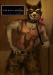  anthro belt brown_fur canine clothing collar dialogue dog dog_treat doggo english_text fur leash male mammal muscular shirt solo spiked_collar sploggs tank_top text undertale white_fur 