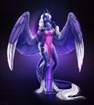  breasts equine feathers female horn horse mammal pegasus purple_skin space theowlette unicorn wings 