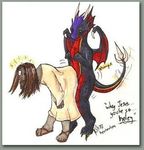  anthro dragon from_behind hair human humping interspecies jesus_christ male male/male mammal text 