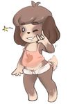  animal_crossing anthro canine clothing digby_(animal_crossing) digital_media_(artwork) dog gesture khiuli looking_at_viewer male mammal nintendo one_eye_closed panties shirt smile solo standing tank_top underwear video_games wink 