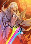  altera_(fate) fate/grand_order fate_(series) holding holding_sword holding_weapon huke looking_at_viewer navel official_art photon_ray red_eyes resized solo sword upscaled veil waifu2x weapon white_hair 