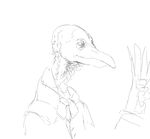  anthro avian bird line_art male monochrome solo vulture 