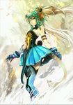  asai_genji atalanta_(fate) dress fate/apocrypha fate/grand_order fate_(series) gauntlets green_eyes green_hair long_hair official_art resized sleeveless sleeveless_dress solo strapless strapless_dress upscaled very_long_hair waifu2x 