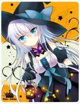  alternate_costume blue_eyes bow hat hibiki_(kantai_collection) ichiyou_moka kantai_collection long_hair silver_hair solo verniy_(kantai_collection) witch_hat 