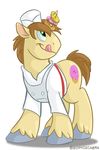  2015 alpha_channel brown_hair clothing cutie_mark donut_joe_(mlp) doughnut equine food friendship_is_magic green_eyes hair horn licking licking_lips male mammal my_little_pony simple_background solo sophiecabra tongue tongue_out transparent_background unicorn 