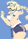  artist_request blonde_hair dog eyes_closed furry open_mouth running sportswear tired 
