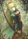  animal_ears atalanta_(fate) blonde_hair bow_(weapon) fate/apocrypha fate_(series) gloves green_eyes green_hair highres kaze_minoru_so-ru lion_ears long_hair multicolored_hair solo thighhighs weapon zettai_ryouiki 