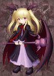  bad_id bad_pixiv_id blonde_hair bow cape capelet dress expressionless frilled_sleeves frills grimorigin hair_ribbon lilith_rosenberg long_dress long_hair original red_eyes ribbon solo staff twintails wraith_the_etoile 