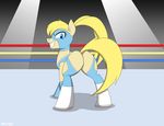  blonde_hair blue_eyes butt cosplay costume crossover equine fan_character female feral hair looking_at_viewer looking_back mammal mofetafanboy1991 my_little_pony rainbow_mika raised_tail smile street_fighter video_games 