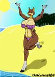  2015 anthro big_breasts bikini breasts cervine clothed clothing erect_nipples female huge_breasts mammal nipples reindeer skimpy solo swimsuit thehyenassbe 