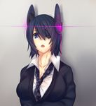  :o bad_id bad_pixiv_id blue_eyes breasts cleavage eyepatch hair_over_one_eye iro_(sekaixiro) kantai_collection large_breasts loose_necktie necktie school_uniform short_hair solo tenryuu_(kantai_collection) 