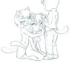  age_difference anthro blush cat clothed clothing erection feline female fur grin group group_sex leo_(vg_cats) male male/female mammal monochrome mother nipples one_eye_closed parent penis redout sex shirt shirt_lift sketch smile son threesome vg_cats webcomic 