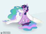  2015 absurd_res blush bri-sta cutie_mark duo equine eye_contact female friendship_is_magic fur hair hi_res horn long_hair mammal multicolored_hair my_little_pony princess_celestia_(mlp) purple_eyes purple_fur purple_hair twilight_sparkle_(mlp) white_fur winged_unicorn wings wodahseht 