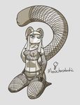  blue_eyes breasts clothing female feretta fishnet gloves kneeling legwear lingerie mammal mesh_top monochrome red_panda simple_background stockings 