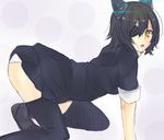  all_fours bad_id bad_pixiv_id d: eyepatch iro_(sekaixiro) kantai_collection looking_at_viewer open_mouth panties shoes short_hair sleeves_rolled_up solo tenryuu_(kantai_collection) thighhighs underwear yellow_eyes 