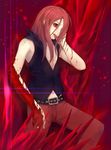  bad_id bad_pixiv_id belt blood carmine iro_(sekaixiro) long_hair male_focus navel pants pink_hair red_eyes solo tongue tongue_out under_night_in-birth 