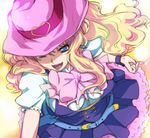  blonde_hair blue_eyes earrings hairu hat jewelry long_hair macross macross_frontier open_mouth sheryl_nome smile solo 