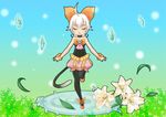  bell cat_tail closed_eyes crystal final_fantasy final_fantasy_crystal_chronicles final_fantasy_crystal_chronicles:_echoes_of_time flower himeko_(pixiv) pantyhose pink_hair sherlotta solo tail 