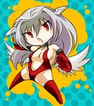  1girl bare_shoulders chibi choker elbow_gloves female final_fantasy final_fantasy_tactics full_body gloves hal_(haruna) hal_(pixiv53536) head_wings headwings long_hair open_mouth red_eyes silver_hair solo thigh-highs thighhighs ultima_(fft) wings 