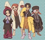  age_regression amakusa_juuza black_eyes black_hair child glasses kanon_(umineko) male_focus multiple_boys niso oversized_clothes red_hair silver_hair umineko_no_naku_koro_ni ushiromiya_battler ushiromiya_george younger 