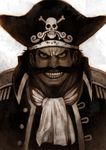  facial_hair gol_d_roger grin hat lack male_focus mustache ohtsuka_chikao one_piece smile solo upper_body 