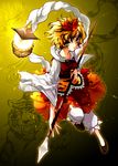  bad_id bad_pixiv_id bishamonten's_pagoda bishamonten's_spear blonde_hair hair_ornament juna polearm shawl short_hair solo spear toramaru_shou touhou weapon yellow_eyes 