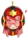  1girl :&gt; helmet long_hair original pink_eyes pink_hair salamander_(jonbonjovi82) solo visor 