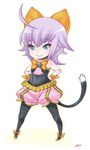  bell blue_eyes cat_tail chibi final_fantasy final_fantasy_crystal_chronicles final_fantasy_crystal_chronicles:_echoes_of_time hands_on_hips pantyhose pink_hair sherlotta solo tail yakubeni 