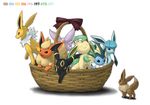  bad_pixiv_id basket bow ditb eevee espeon everyone evolution flareon gen_1_pokemon gen_2_pokemon gen_4_pokemon glaceon jolteon leafeon no_humans pokemon pokemon_(creature) simple_background umbreon vaporeon 