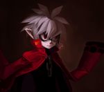  aiko_(nothing_for) bad_id bad_pixiv_id disgaea glasses jacket_on_shoulders makai_senki_disgaea_3 male_focus mao_(disgaea) red_eyes round_eyewear solo white_hair 