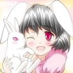  animal_ears black_hair bunny bunny_ears inaba_tewi red_eyes short_hair solo touhou usakou 