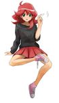  anyamal_tantei_kirumin_zoo bad_id bad_pixiv_id green_eyes iwashita_rumiko mole no_socks nyama pencil red_hair shoes skirt sneakers solo sweater 