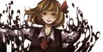  bad_id bad_pixiv_id blonde_hair bow darkness hair_bow mgn0isi open_mouth outstretched_arms red_eyes rumia short_hair smile solo spread_arms touhou upper_body 