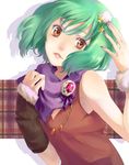  green_hair hands isumimax jewelry lips macross macross_frontier necklace ranka_lee scarf solo star 